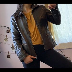 Dark brown leather jacket!